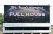 20 July 2025; A view of the big screen displaying the attendance during the GAA Hurling All-Ireland Senior Championship final match between Cork and Tipperary at Croke Park in Dublin. Photo by Seb Daly/Sportsfile