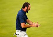 20 July 2025; Scottie Scheffler of USA celebrates after winning the final round of The 153rd Open Championship at Royal Portrush Golf Club in Portrush, Antrim. Photo by Ramsey Cardy/Sportsfile