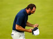 20 July 2025; Scottie Scheffler of USA celebrates after winning the final round of The 153rd Open Championship at Royal Portrush Golf Club in Portrush, Antrim. Photo by Ramsey Cardy/Sportsfile