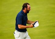 20 July 2025; Scottie Scheffler of USA celebrates after winning the final round of The 153rd Open Championship at Royal Portrush Golf Club in Portrush, Antrim. Photo by Ramsey Cardy/Sportsfile