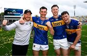 20 July 2025; Tipperary players Craig Morgan, Jake Morris and Darragh McCarthy celebrate with sport psychologist Cathal Sheridan, left, after the GAA Hurling All-Ireland Senior Championship final match between Cork and Tipperary at Croke Park in Dublin. Photo by Seb Daly/Sportsfile