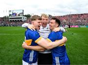 20 July 2025; Tipperary players, from left, Joe Caesar, Ray McCormack and Craig Morgan celebrates after the GAA Hurling All-Ireland Senior Championship final match between Cork and Tipperary at Croke Park in Dublin. Photo by Stephen McCarthy/Sportsfile
