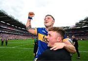 20 July 2025; Willie Connors of Tipperary celebrates with Kieran Cummins after the GAA Hurling All-Ireland Senior Championship final match between Cork and Tipperary at Croke Park in Dublin. Photo by Stephen McCarthy/Sportsfile