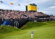 20 July 2025; Rory McIlroy of Northern Ireland acknowledges the crowd after putting on the 18th green during the final round of The 153rd Open Championship at Royal Portrush Golf Club in Portrush, Antrim. Photo by Ramsey Cardy/Sportsfile
