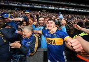 20 July 2025; Conor Stakelum of Tipperary celebrates with supporters after the GAA Hurling All-Ireland Senior Championship final match between Cork and Tipperary at Croke Park in Dublin. Photo by Stephen McCarthy/Sportsfile