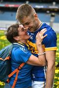 20 July 2025; John McGrath of Tipperary and his aunt Teresa O'Connell after the GAA Hurling All-Ireland Senior Championship final match between Cork and Tipperary at Croke Park in Dublin. Photo by Ray McManus/Sportsfile