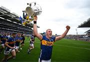20 July 2025; Eoghan Connolly of Tipperary celebrates with the Liam MacCarthy cup after their side's victory in the GAA Hurling All-Ireland Senior Championship final match between Cork and Tipperary at Croke Park in Dublin. Photo by Stephen McCarthy/Sportsfile