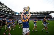 20 July 2025; Conor Stakelum of Tipperary celebrates with the Liam MacCarthy cup after their side's victory in the GAA Hurling All-Ireland Senior Championship final match between Cork and Tipperary at Croke Park in Dublin. Photo by Stephen McCarthy/Sportsfile