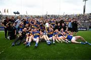20 July 2025; Tipperary players and staff celebrate with the Liam MacCarthy cup after their side's victory in the GAA Hurling All-Ireland Senior Championship final match between Cork and Tipperary at Croke Park in Dublin. Photo by Stephen McCarthy/Sportsfile