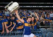 20 July 2025; Conor Stakelum of Tipperary celebrates with his partner Lauren McCormack and the Liam MacCarthy cup after the GAA Hurling All-Ireland Senior Championship final match between Cork and Tipperary at Croke Park in Dublin. Photo by Stephen McCarthy/Sportsfile