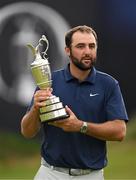 20 July 2025; Scottie Scheffler of USA celebrates with the Claret Jug after winning The 153rd Open Championship at Royal Portrush Golf Club in Portrush, Antrim. Photo by Ramsey Cardy/Sportsfile