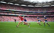 20 July 2025; Ciarán Joyce of Cork in action against Darragh McCarthy of Tipperary during the GAA Hurling All-Ireland Senior Championship final match between Cork and Tipperary at Croke Park in Dublin. Photo by Stephen McCarthy/Sportsfile