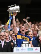 20 July 2025; Tipperary captain Ronan Maher lifts the Liam MacCarthy Cup after his side's victory in the GAA Hurling All-Ireland Senior Championship final match between Cork and Tipperary at Croke Park in Dublin. Photo by Piaras Ó Mídheach/Sportsfile