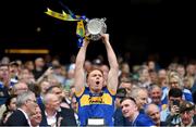 20 July 2025; Jason Forde of Tipperary lifts the Liam MacCarthy cup after the GAA Hurling All-Ireland Senior Championship final match between Cork and Tipperary at Croke Park in Dublin. Photo by Stephen McCarthy/Sportsfile