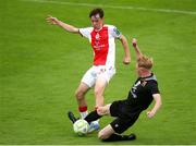 20 July 2025; Billy Hayes of St Patrick's Athletic is tackled by Jonathan Connolly of UCC during the Sports Direct Men’s FAI Cup second round match between St. Patrick’s Athletic and UCC at Richmond Park in Dublin. Photo by Michael P Ryan/Sportsfile