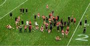 20 July 2025; Dejected Cork players watch the presentation after the GAA Hurling All-Ireland Senior Championship final match between Cork and Tipperary at Croke Park in Dublin. Photo by Daire Brennan/Sportsfile