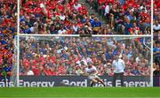20 July 2025; Cork goalkeeper Patrick Collins is beaten for a Tipperary goal, a penalty in the 55th minute, during the GAA Hurling All-Ireland Senior Championship final match between Cork and Tipperary at Croke Park in Dublin. Photo by Ray McManus/Sportsfile