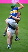 20 July 2025; Noel  McGrath and Jake Morris of Tipperary celebrate after the GAA Hurling All-Ireland Senior Championship final match between Cork and Tipperary at Croke Park in Dublin. Photo by Ray McManus/Sportsfile