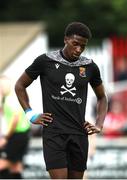 20 July 2025; Joshua Suleiman of UCC after his side's defeat in the Sports Direct Men’s FAI Cup second round match between St. Patrick’s Athletic and UCC at Richmond Park in Dublin. Photo by Michael P Ryan/Sportsfile