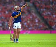 20 July 2025; Darragh McCarthy of Tipperary prepares to strike a free during the GAA Hurling All-Ireland Senior Championship final match between Cork and Tipperary at Croke Park in Dublin. Photo by Ray McManus/Sportsfile