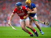 20 July 2025; Seán O'Donoghue of Cork is tackled by Jason Forde of Tipperary during the GAA Hurling All-Ireland Senior Championship final match between Cork and Tipperary at Croke Park in Dublin. Photo by Ray McManus/Sportsfile