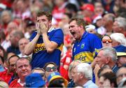 20 July 2025; Tipperary supporters celebrate during the GAA Hurling All-Ireland Senior Championship final match between Cork and Tipperary at Croke Park in Dublin. Photo by Stephen McCarthy/Sportsfile