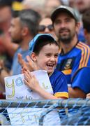 20 July 2025; A Tipperary supporter during the GAA Hurling All-Ireland Senior Championship final match between Cork and Tipperary at Croke Park in Dublin. Photo by Stephen McCarthy/Sportsfile
