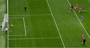 20 July 2025; Darragh McCarthy of Tipperary scores his side's second goal from a penalty, past Cork goalkeeper Patrick Collins, during the GAA Hurling All-Ireland Senior Championship final match between Cork and Tipperary at Croke Park in Dublin. Photo by Seb Daly/Sportsfile