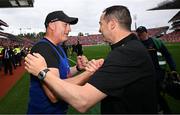 20 July 2025; Tipperary manager Liam Cahill, left, and selector Michael Bevans celebrate after their side's victory in the GAA Hurling All-Ireland Senior Championship final match between Cork and Tipperary at Croke Park in Dublin. Photo by Seb Daly/Sportsfile