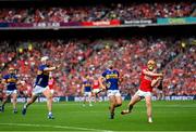 20 July 2025; Shane Barrett of Cork in action against Eoghan Connolly of Tipperary during the GAA Hurling All-Ireland Senior Championship final match between Cork and Tipperary at Croke Park in Dublin. Photo by Stephen McCarthy/Sportsfile