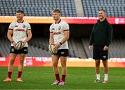 21 July 2025; Owen Farrell, left, and assistant coach Jonathan Sexton watch Fin Smith during a British & Irish Lions captain's run at Marvel Stadium in Melbourne, Australia. Photo by Brendan Moran/Sportsfile