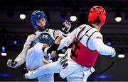 21 July 2025; Ryan Doyle, from Balleycullen in Dublin, representing Technological University Dublin and Ireland, in action against Armen Danielyan, representing Armenian State Institute of Physical Culture and Armenia, during the men's 74kg match on day five of the FISU World University Games 2025 at Messe Essen Halle in Essen, Germany. Photo by Shauna Clinton/Sportsfile
