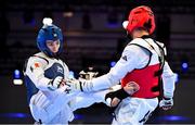 21 July 2025; Ryan Doyle, from Balleycullen in Dublin, representing Technological University Dublin and Ireland, in action against Armen Danielyan, representing Armenian State Institute of Physical Culture and Armenia, during the men's 74kg match on day five of the FISU World University Games 2025 at Messe Essen Halle in Essen, Germany. Photo by Shauna Clinton/Sportsfile