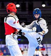 21 July 2025; Ryan Doyle, from Balleycullen in Dublin, representing Technological University Dublin and Ireland, in action against Armen Danielyan, representing Armenian State Institute of Physical Culture and Armenia, during the men's 74kg match on day five of the FISU World University Games 2025 at Messe Essen Halle in Essen, Germany. Photo by Shauna Clinton/Sportsfile