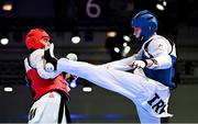 21 July 2025; Ryan Doyle, from Balleycullen in Dublin, representing Technological University Dublin and Ireland, in action against Armen Danielyan, representing Armenian State Institute of Physical Culture and Armenia, during the men's 74kg match on day five of the FISU World University Games 2025 at Messe Essen Halle in Essen, Germany. Photo by Shauna Clinton/Sportsfile