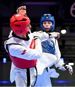 21 July 2025; Ryan Doyle, from Balleycullen in Dublin, representing Technological University Dublin and Ireland, in action against Armen Danielyan, representing Armenian State Institute of Physical Culture and Armenia, during the men's 74kg match on day five of the FISU World University Games 2025 at Messe Essen Halle in Essen, Germany. Photo by Shauna Clinton/Sportsfile