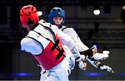 21 July 2025; Ryan Doyle, from Balleycullen in Dublin, representing Technological University Dublin and Ireland, in action against Armen Danielyan, representing Armenian State Institute of Physical Culture and Armenia, during the men's 74kg match on day five of the FISU World University Games 2025 at Messe Essen Halle in Essen, Germany. Photo by Shauna Clinton/Sportsfile