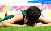 21 July 2025; Isaac Vickers of Team Ireland after competing in the boys 800m heats at Todor Proeski National Arena during day one of the 2025 European Youth Summer Olympic Festival in Skopje, North Macedonia. Photo by Tyler Miller/Sportsfile