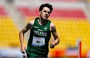 21 July 2025; Isaac Vickers of Team Ireland competes in the boys 800m heats at Todor Proeski National Arena during day one of the 2025 European Youth Summer Olympic Festival in Skopje, North Macedonia. Photo by Tyler Miller/Sportsfile