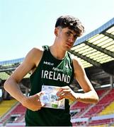 21 July 2025; Isaac Vickers of Team Ireland before competing in the boys 800m heats at Todor Proeski National Arena during day one of the 2025 European Youth Summer Olympic Festival in Skopje, North Macedonia. Photo by Tyler Miller/Sportsfile