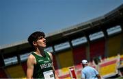 21 July 2025; Isaac Vickers of Team Ireland before competing in the boys 800m heats at Todor Proeski National Arena during day one of the 2025 European Youth Summer Olympic Festival in Skopje, North Macedonia. Photo by Tyler Miller/Sportsfile