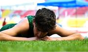 21 July 2025; Isaac Vickers of Team Ireland after competing in the boys 800m heats at Todor Proeski National Arena during day one of the 2025 European Youth Summer Olympic Festival in Skopje, North Macedonia. Photo by Tyler Miller/Sportsfile