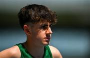 21 July 2025; Isaac Vickers of Team Ireland after competing in the boys 800m heats at Todor Proeski National Arena during day one of the 2025 European Youth Summer Olympic Festival in Skopje, North Macedonia. Photo by Tyler Miller/Sportsfile