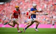 20 July 2025; Darragh McCarthy of Tipperary in action against Niall O'Leary of Cork during the GAA Hurling All-Ireland Senior Championship final match between Cork and Tipperary at Croke Park in Dublin. Photo by Seb Daly/Sportsfile