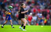 20 July 2025; Referee Amelia Ní Chonaill, Gaelscoil an Ghort Álainn, Gort Álainn, Corcaigh, during the GAA INTO Cumann na mBunscol Respect Exhibition Go Games at the GAA Hurling All-Ireland Senior Championship final match between Cork and Tipperary at Croke Park in Dublin. Photo by Ray McManus/Sportsfile