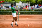 21 July 2025; Ammar Elamin, from Mullingar in Westmeath, representing Technological University Dublin and Ireland, competes in the men's singles round of 16 match against Mariano Tammaro, Link Campus Univeristy and Italy, during day five of the FISU World University Games 2025 at ETUF Tennisanlage in Essen, Germany. Photo by Shauna Clinton/Sportsfile