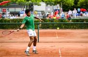 21 July 2025; Ammar Elamin, from Mullingar in Westmeath, representing Technological University Dublin and Ireland, competes in the men's singles round of 16 match against Mariano Tammaro, Link Campus Univeristy and Italy, during day five of the FISU World University Games 2025 at ETUF Tennisanlage in Essen, Germany. Photo by Shauna Clinton/Sportsfile
