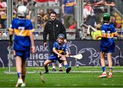 20 July 2025; Archie McGarry, St Patrick's PS, Loughuile, Antrim, representing Tipperary, during the GAA INTO Cumann na mBunscol Respect Exhibition Go Games at the GAA Hurling All-Ireland Senior Championship final match between Cork and Tipperary at Croke Park in Dublin. Photo by Seb Daly/Sportsfile