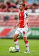 20 July 2025; Brandon Kavanagh of St Patrick's Athletic during the Sports Direct Men’s FAI Cup second round match between St. Patrick’s Athletic and UCC at Richmond Park in Dublin. Photo by Michael P Ryan/Sportsfile