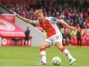 20 July 2025; Brandon Kavanagh of St Patrick's Athletic during the Sports Direct Men’s FAI Cup second round match between St. Patrick’s Athletic and UCC at Richmond Park in Dublin. Photo by Michael P Ryan/Sportsfile